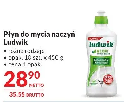 Płyn do mycia naczyń Ludwik różne rodzaje promocja w Makro
