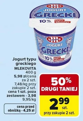 Jogurt typu greckiego Mlekovita promocja w Carrefour