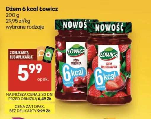 Dżem 6 kcal wiśnia Łowicz promocja w Delikatesy Centrum