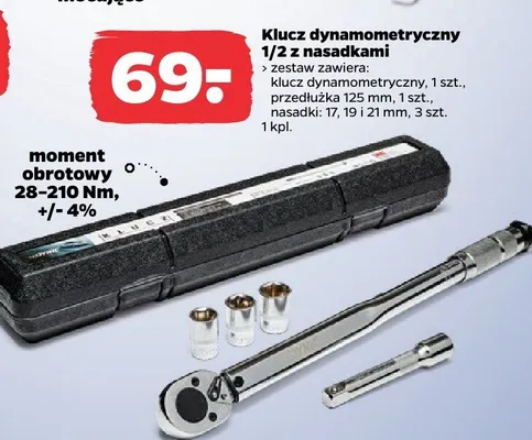 Klucz dynamometryczny 1/2 z nasadkami promocja w Netto