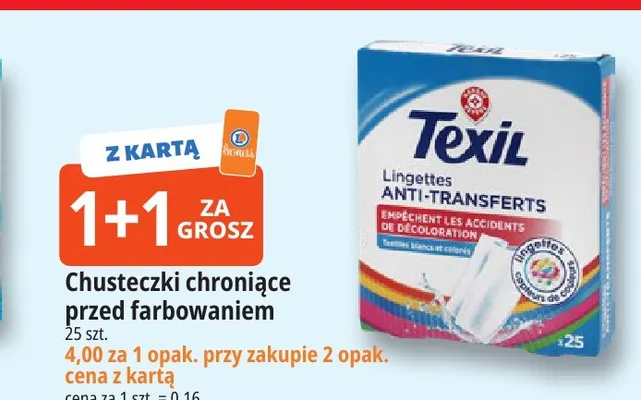 Chusteczki chroniące przed farbowaniem Texil promocja w Leclerc