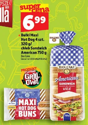 Bułki Maxi Hot Dog 4szt. 320g/ chleb Sandwich American 750g promocja w TOPAZ