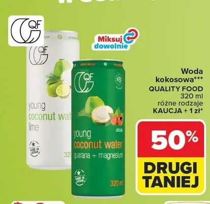 Woda kokosowa Quality Food young coconut water lime promocja w Carrefour