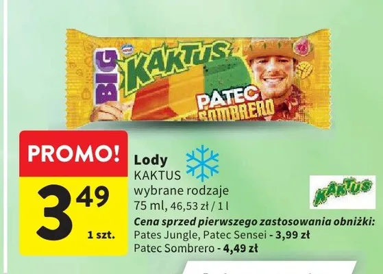 Lody Kaktus Patec Sombrero promocja w Intermarche