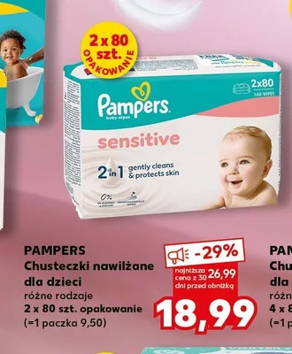 Chusteczki nawilżane dla dzieci Pampers promocja w Kaufland