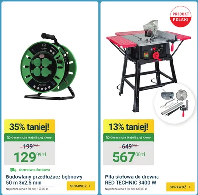 Piła stołowa do drewna Red Technic 3400W promocja w ERLI