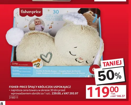 Śpiący króliczek uspokajacz Fisher-Price promocja w Selgros
