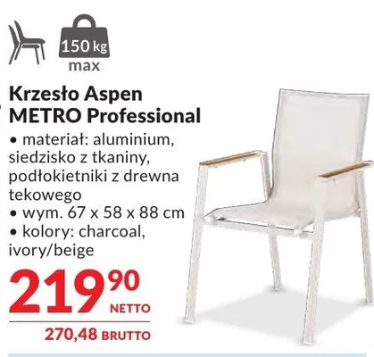 Krzesło Aspen METRO Professional promocja w Makro