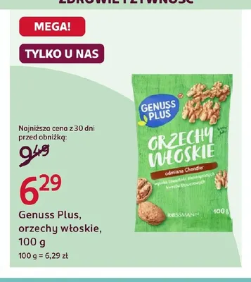 Orzechy włoskie Genuss Plus promocja w Rossmann