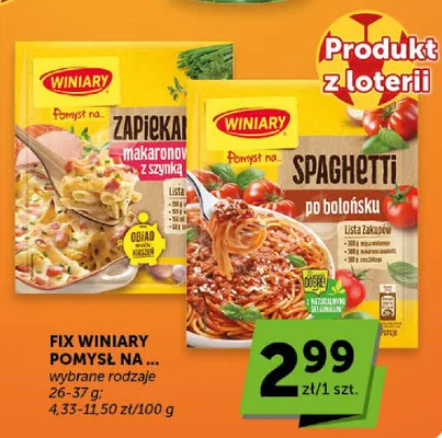 Fix Winiary Pomysł na Zapiekankę makaronową z szynką promocja w Euro Sklep