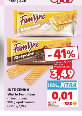 Wafle Familijne Jutrzenka o smaku kakaowym promocja w Kaufland