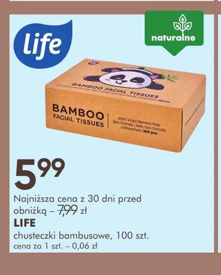 Chusteczki bambusowe Life promocja w Super-Pharm
