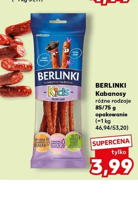 Kabanosy drobiowe Berlinki Kids promocja w Kaufland