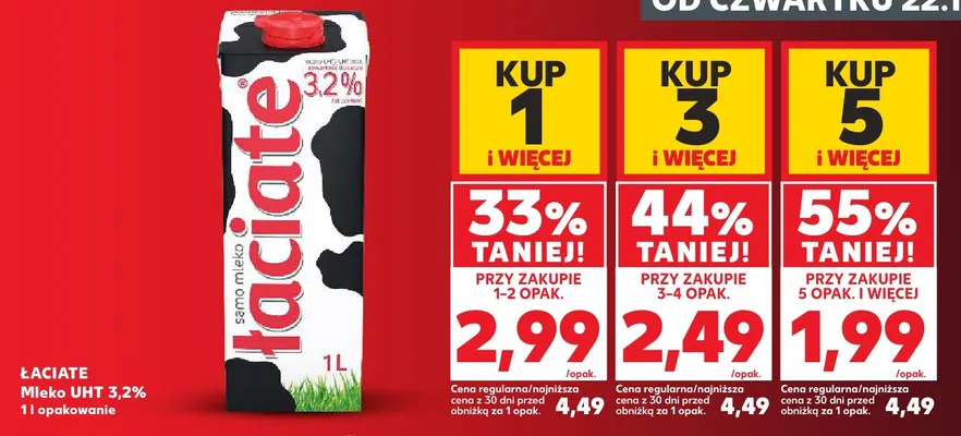 Mleko UHT Łaciate 3,2% promocja w Kaufland