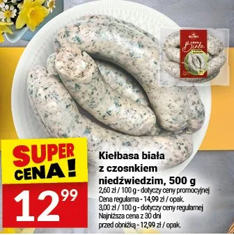 Kiełbasa biała z czosnkiem niedźwiedzim promocja w Twój Market