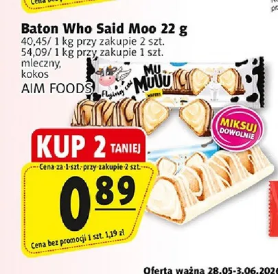 Baton Who Said Moo kokos promocja w Prim Market