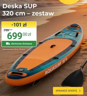Deska SUP AQUASURF 320 cm zestaw promocja w ERLI