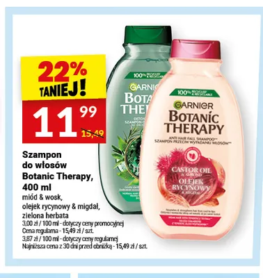 Szampon do włosów Botanic Therapy miód i wosk promocja w Twój Market