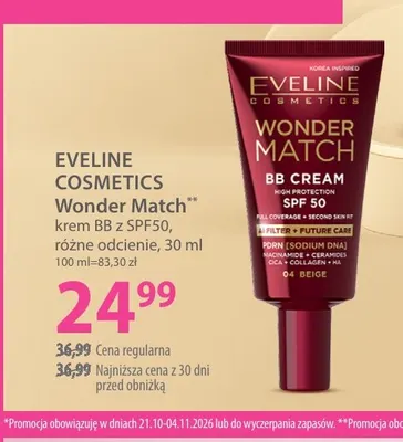 Krem BB z SPF50 Wonder Match Eveline Cosmetics promocja w Hebe
