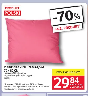 Poduszka z pierzem gęsim 70x80 cm promocja w Selgros
