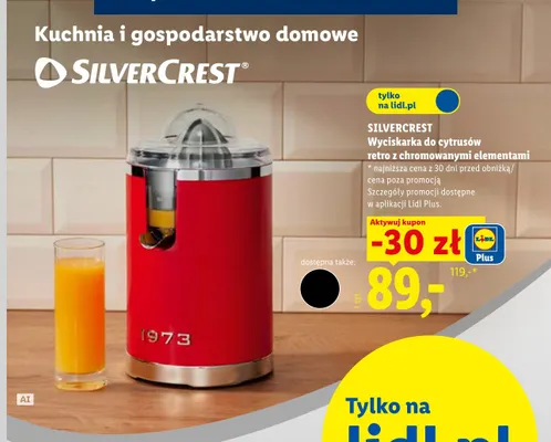 Wyciskarka do cytrusów retro z chromowanymi elementami Silvercrest czerwona promocja w Lidl