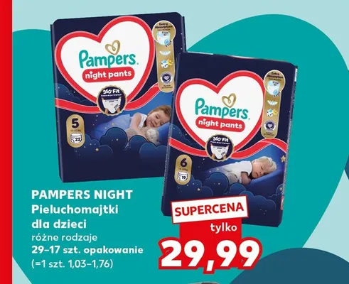 Pieluchomajtki dla dzieci Pampers Night promocja w Kaufland