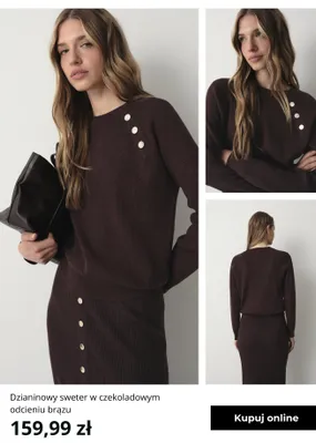 Sweter dzianinowy Greenpoint w czekoladowym odcieniu brązu promocja w Greenpoint