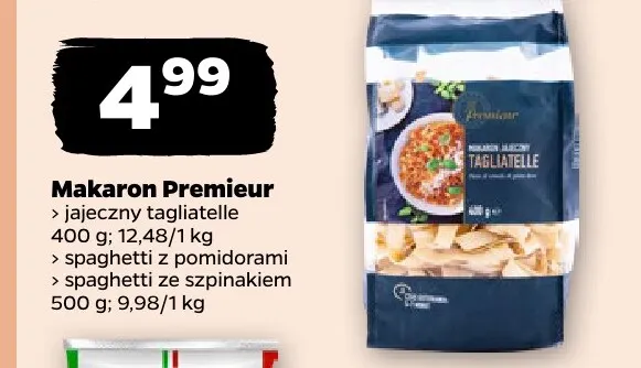 Makaron Premieur jajeczny tagliatelle promocja w Netto