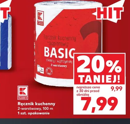 Ręcznik kuchenny 2-warstwowy 100 m K-Classic promocja w Kaufland