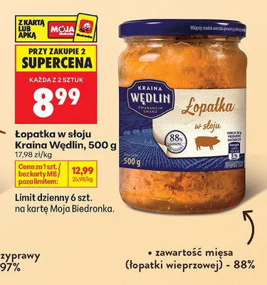 Łopatka w słoju Kraina Wędlin promocja w Biedronka