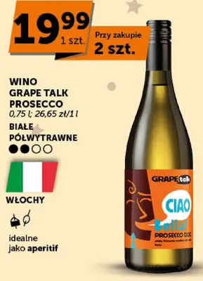 Wino Grape Talk Prosecco białe półwytrawne promocja w Groszek