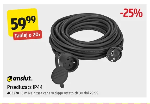 Przedłużacz IP44 Anslut promocja w Jula