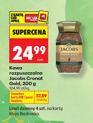 Kawa rozpuszczalna Jacobs Cronat Gold promocja w Biedronka