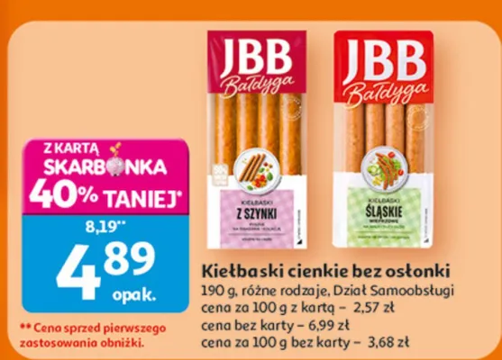 Kiełbaski cienkie bez osłonki śląskie promocja w Auchan