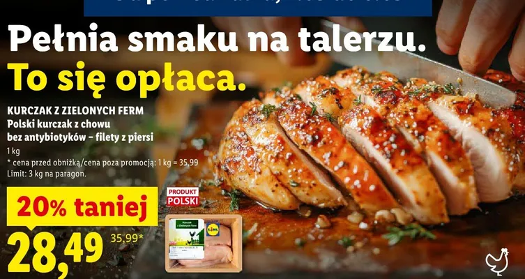 Filet z piersi kurczaka Kurczak z Zielonych Ferm polski kurczak z chowu bez antybiotyków promocja w Lidl