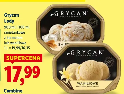 Lody śmietankowe z karmelem Grycan promocja w Lidl