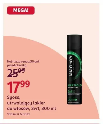 Utrwalający lakier do włosów Syoss promocja w Rossmann