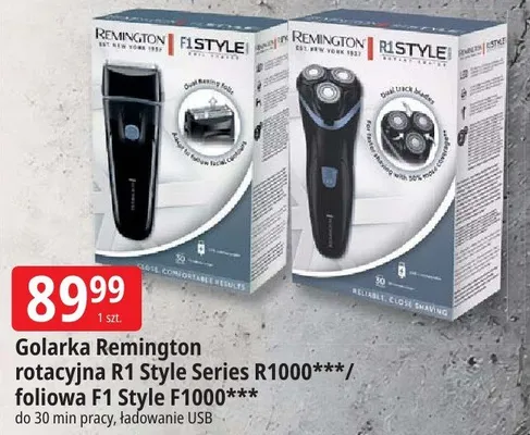 Golarka Remington rotacyjna R1 Style Series R1000 do 30 min pracy ładowanie USB promocja w Leclerc