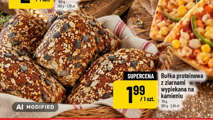 Bułka proteinowa z ziarnami wypiekana na kamieniu promocja w POLOmarket