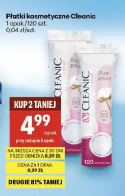 Płatki kosmetyczne Cleanic promocja w Delikatesy Centrum