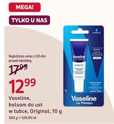 Balsam do ust w tubce Original Vaseline Lip Therapy promocja w Rossmann