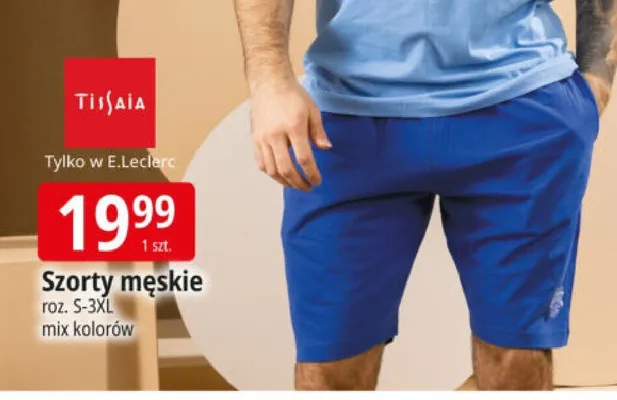 Szorty męskie Tissaia roz. S-3XL mix kolorów promocja w Leclerc