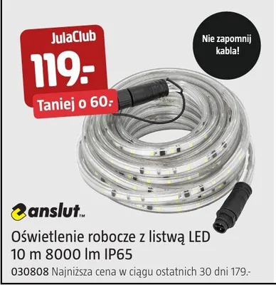 Oświetlenie robocze z listwą LED 10 m 8 W 26 IP65 promocja w Jula