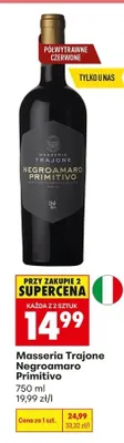 Wino czerwone półwytrawne Masseria Trajone Negroamaro Primitivo promocja w Biedronka