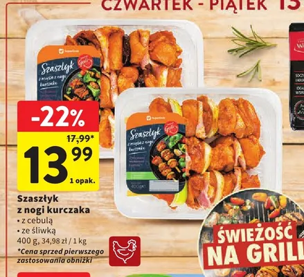 Szaszłyk z nogi kurczaka z cebulą promocja w Intermarche
