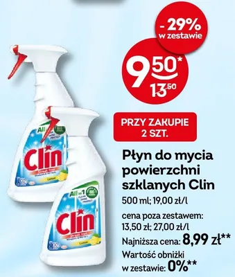 Płyn do mycia powierzchni szklanych Clin Lemon promocja w Żabka