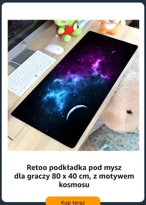 Podkładka pod mysz dla graczy Retoo 80x40 cm z motywem kosmosu promocja w Amazon