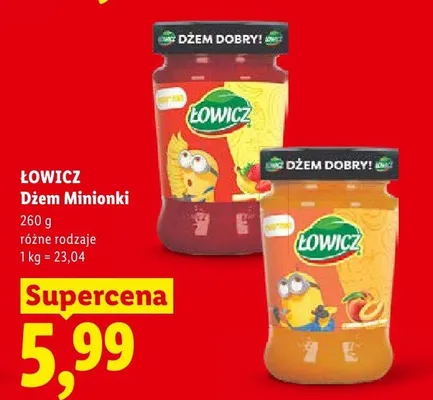Dżem truskawkowy Łowicz Minionki promocja w Lidl