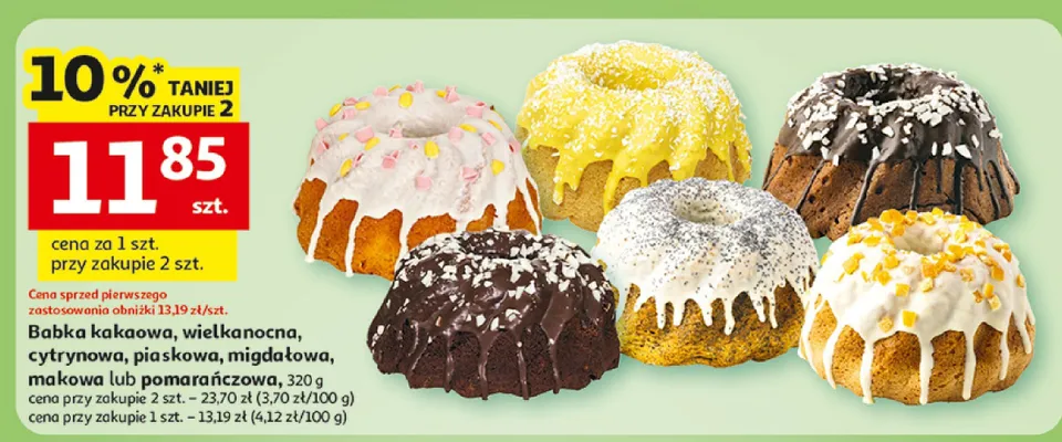 Babka kakaowa, wielkanocna, cytrynowa, piaskowa, migdałowa, makowa lub pomarańczowa promocja w Auchan