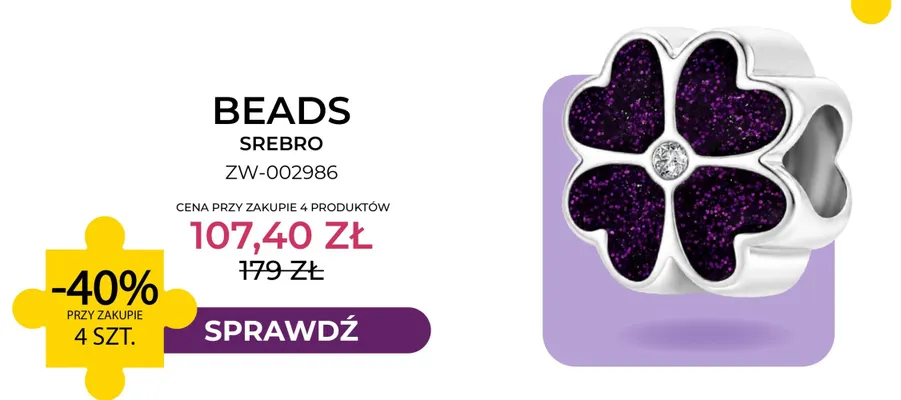 Beads srebro ZW-002986 Briju promocja w Briju